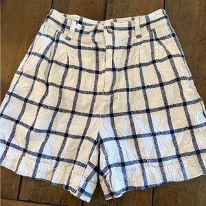 Madewell Navy and Cream Plaid Shorts